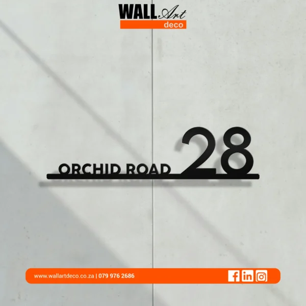 Orchid Rd Line Art Metal Sign Example 3