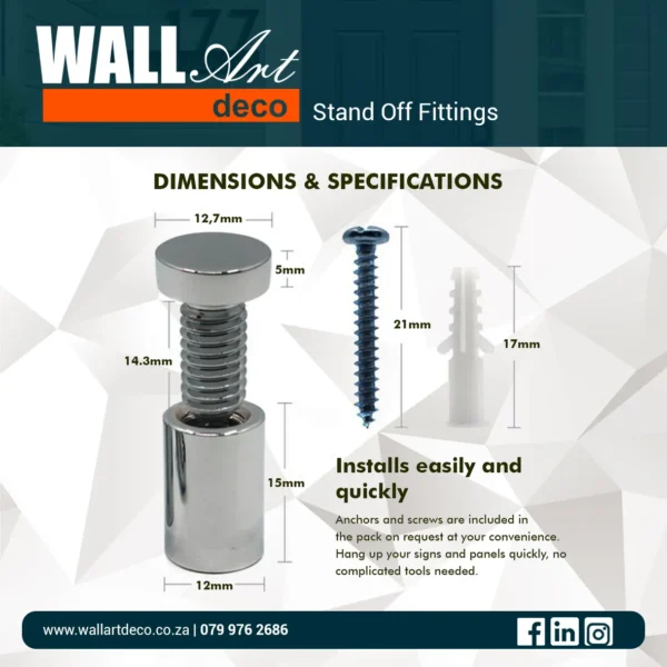 Stand Offs 2 Standoff Fittings Dimensions and Specifications